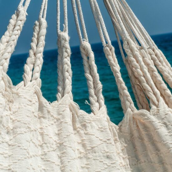 Cream Colombian hammock handmade in San Jacinto cords