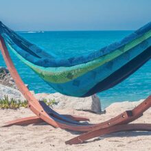 Colombian hammock handmade in San Jacinto, Colombia, blue and green