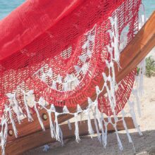 Red San Jacinto Handmade Hammock fringe