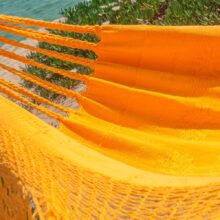 Colombian hammock handmade in San Jacinto, Colombia, yellow, cords